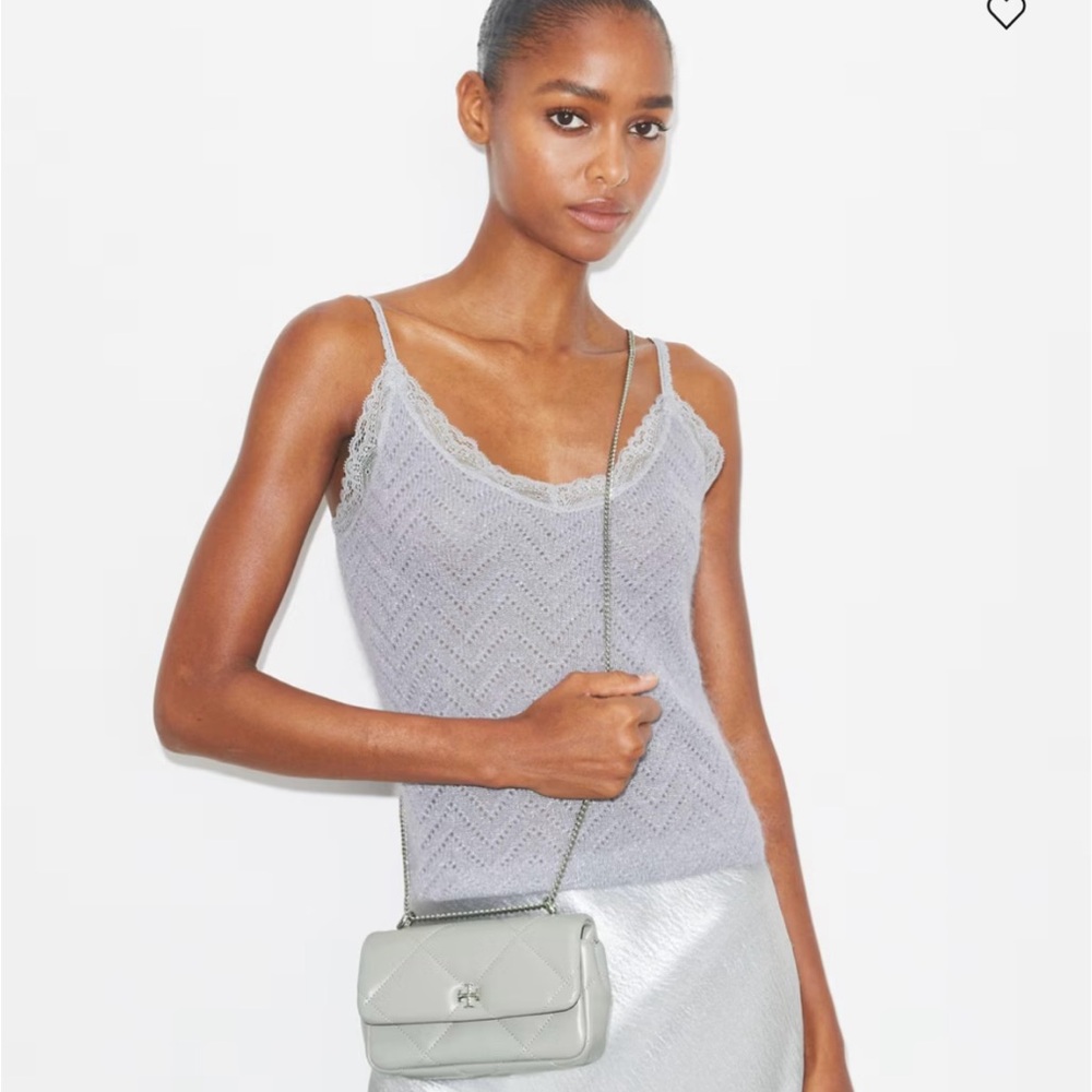 Silver Tory Burch- Kira Diamond Quilt Flap Bag - Picture 10 of 15